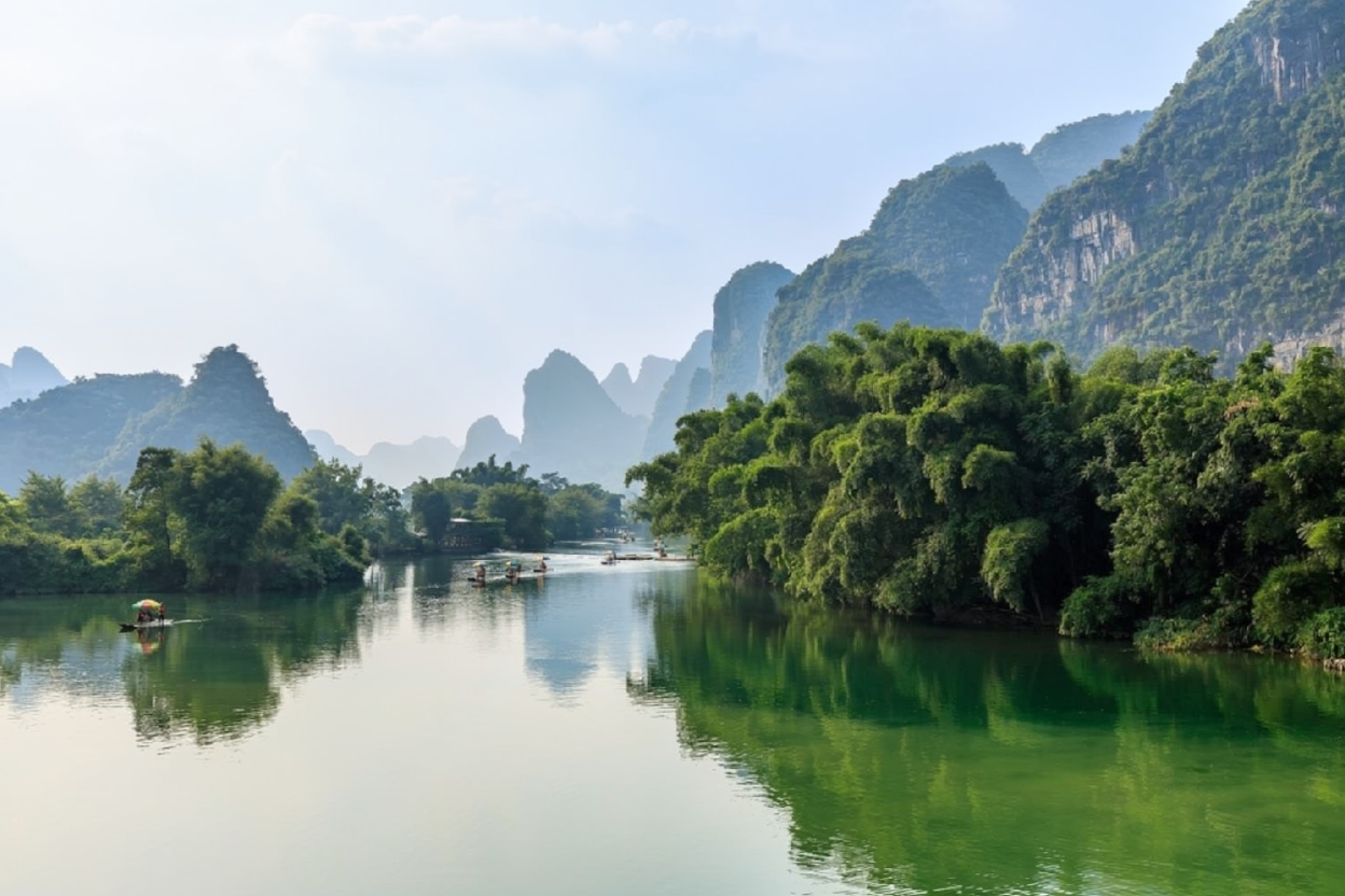 The Li River winding between karst peaks near Guilin