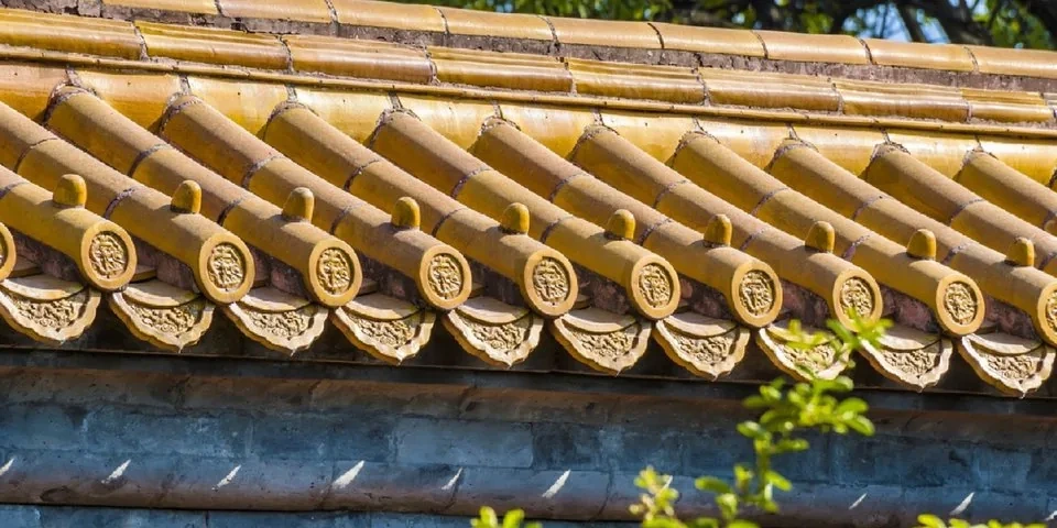 Traditional Chinese red wall and golden roof