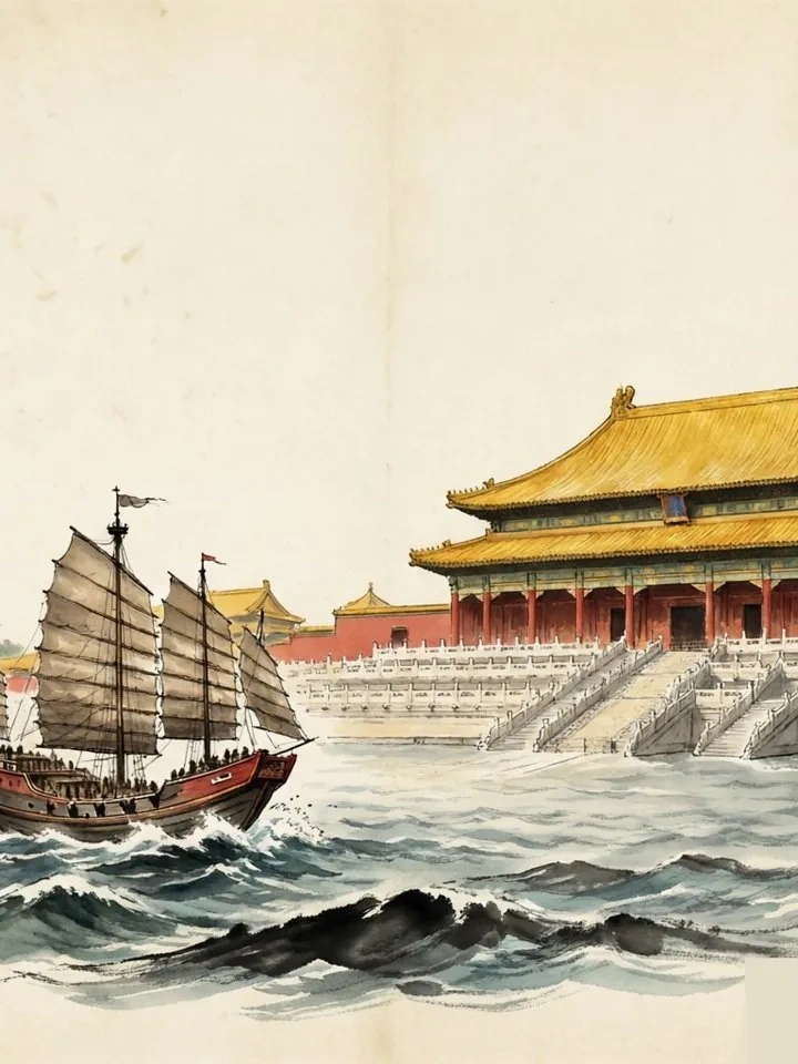 Ming Dynasty imperial palace and treasure ship