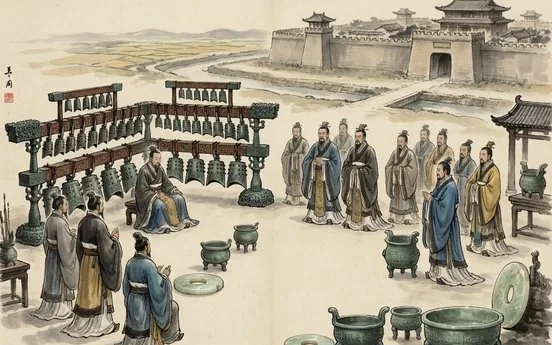 Ink-wash evocation of the Zhou Dynasty: ritual bells and the age of philosophy