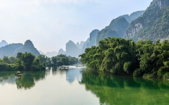 The Li River winding between karst peaks near Guilin