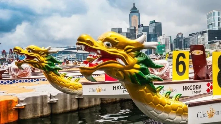 Dragon boat race on the river