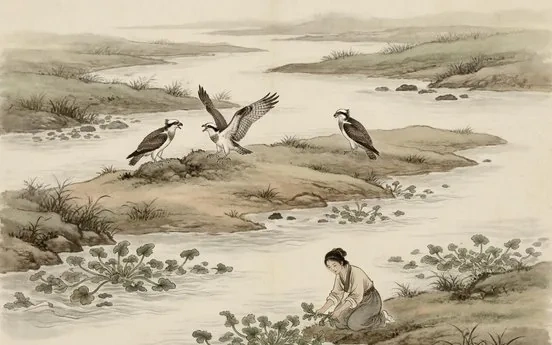 Ancient riverside scene evoking the Book of Songs