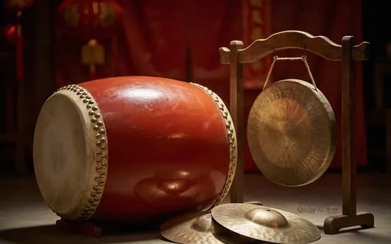 Chinese drums and gongs used in festival and opera percussion