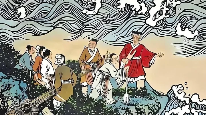 Yu the Great channeling floodwaters through mountain passes