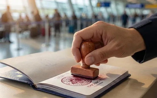 A passport with a Chinese entry stamp and a boarding pass
