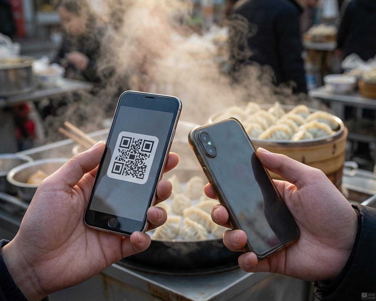 Side-by-side comparison of Alipay and WeChat Pay QR code scanning interfaces on two smartphones